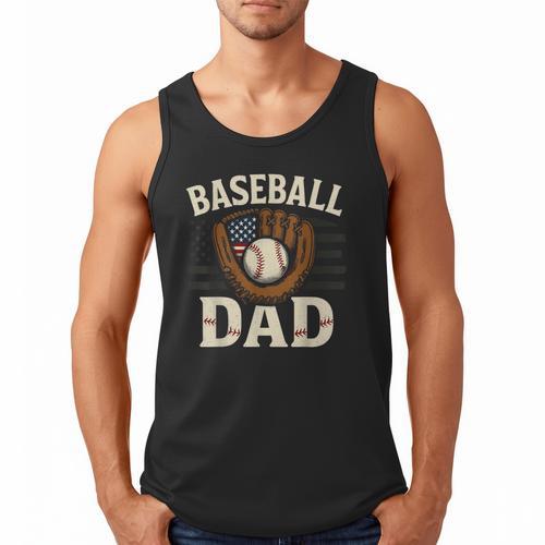 Baseball Dad Fathers Day American USA Flag Men Boys Kids Men Tank Top - Sportilla