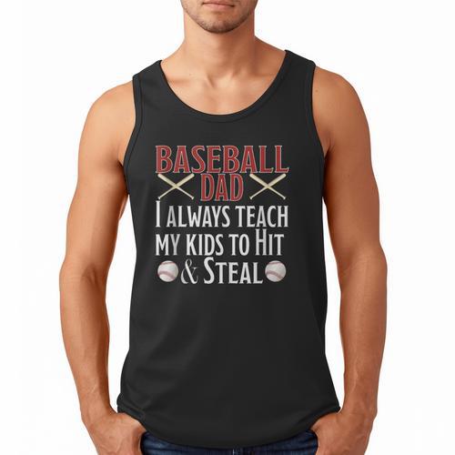 Baseball Dad Hit And Steal Ballpark Father Men Tank Top - Sportilla