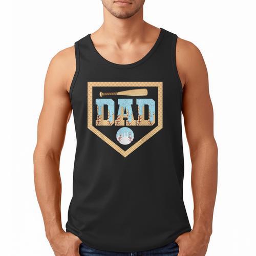 Baseball Dad Ice Cream Drip Home Plate Bat Cool Fathers Day Men Tank Top - Sportilla