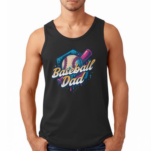 Baseball Dad Kids Birthday Baseball Drip Ice Cream Family Men Tank Top - Sportilla