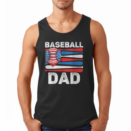 Baseball Dad For Men American Flag 4th Of July Fathers Day Men Tank Top - Sportilla