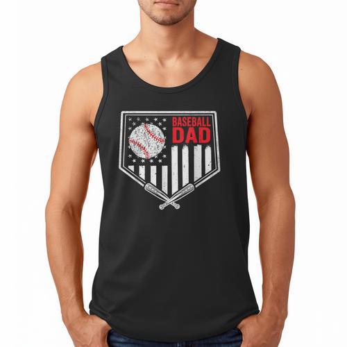 Baseball Dad Men USA American Flag Fathers Day 4th Of July Men Tank Top - Sportilla