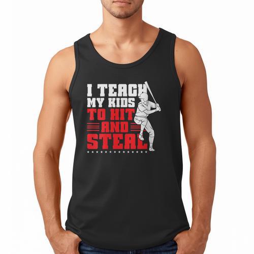 Baseball Dad Teach Kids Hit And Steal Softball Game Men Tank Top - Sportilla