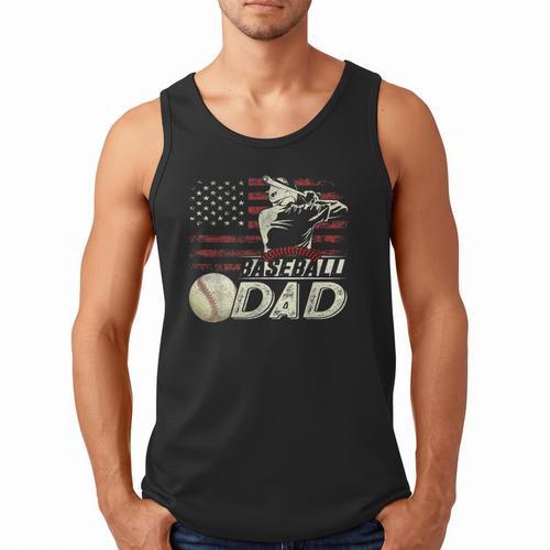 Baseball Dad US Flag For Dad Men Patriotic Fathers Day Men Tank Top - Sportilla