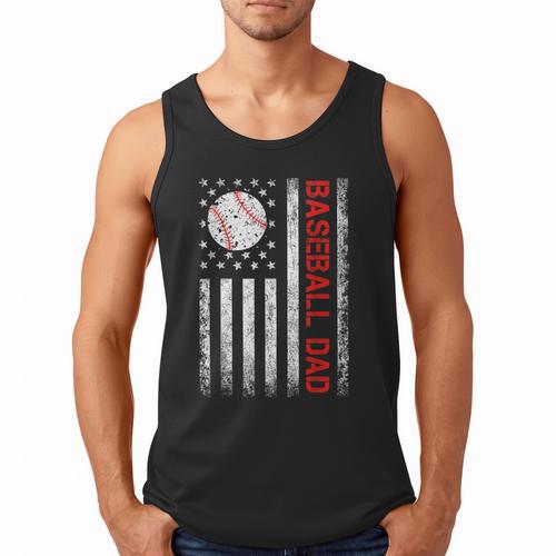 Baseball Dad USA American Flag Men Daddy Fathers Day Men Tank Top - Sportilla