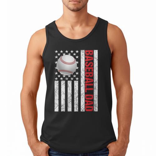 Baseball Dad USA American Flag Patriotic Dad 4th Of July Men Tank Top - Sportilla