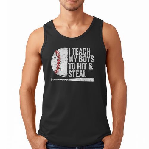 Baseball Dads Baseball Dad I Teach My Boys To Hit And Steal Men Tank Top - Sportilla