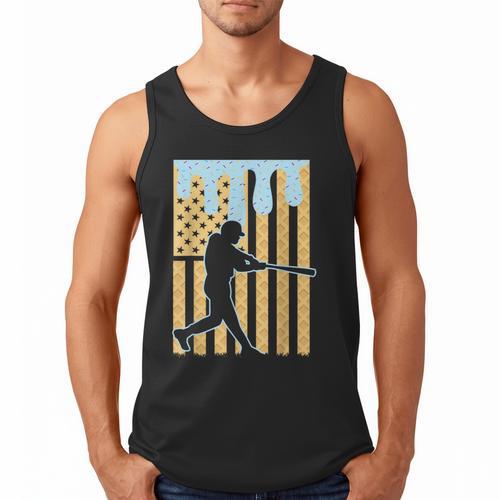 Baseball Drip Boys Dripping Ice Cream Baseball American Flag Men Tank Top - Sportilla
