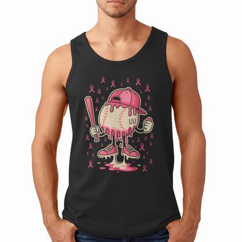 Baseball Drip Ice Cream Breast Cancer Awareness Boys & Girls Men Tank Top - Sportilla