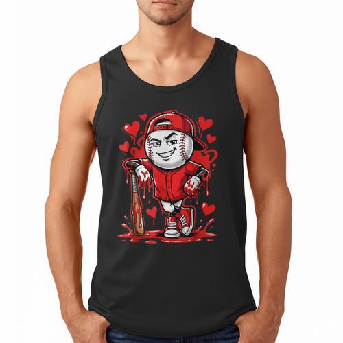 Baseball Drip Icecream Heart Red Valentine Day Boys Kids Men Tank Top - Sportilla