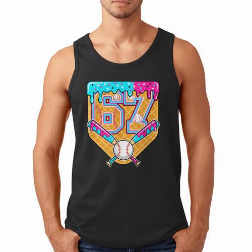 Baseball Drip Number 67 Ice Cream Home Plate Drip Men Tank Top - Sportilla
