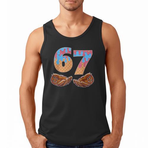 Baseball Drip Number 67 Player Six Seven Meme Men Tank Top - Sportilla