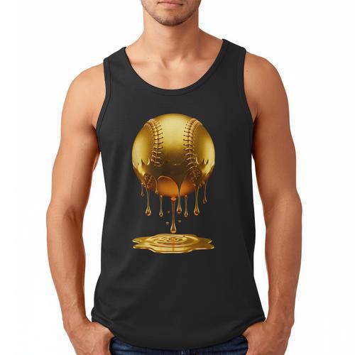 Baseball Dripping Drip Gold Sport Player Coach Baller Men Tank Top - Sportilla