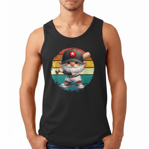 Baseball Grandpa Gnome On A Retro Sunset For Baseball Dad Men Tank Top - Sportilla