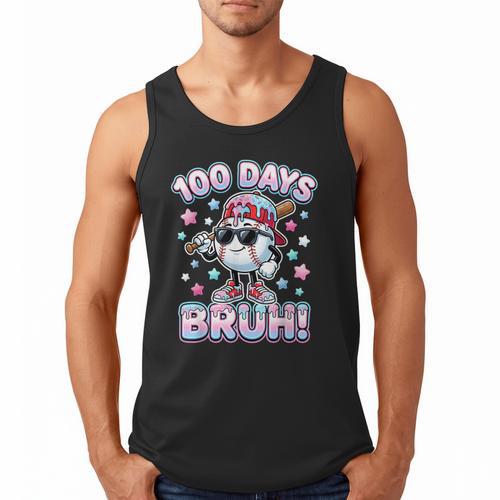 Baseball Ice Cram Drip 100 Days Of School 100th Boys Youth Men Tank Top - Sportilla