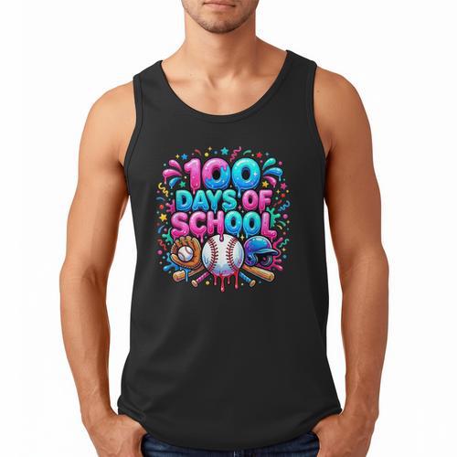 Baseball Ice Cream Drip 100 Days Of School Student Teacher Men Tank Top - Sportilla