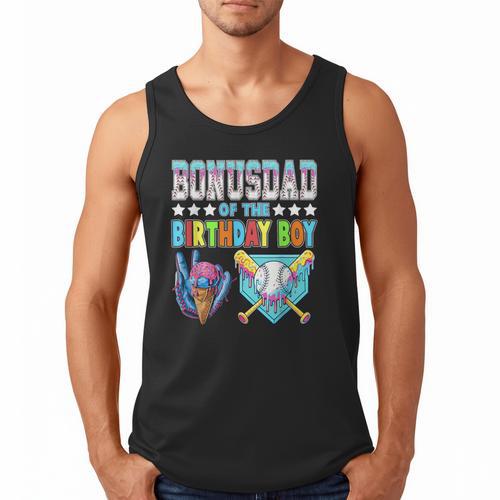 Baseball Ice Cream Drip Bonus Dad Of The Birthday Boy Men Tank Top - Sportilla