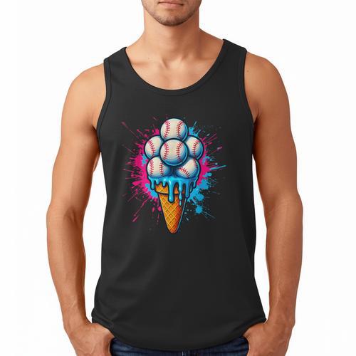 Baseball Ice Cream Drip Baseball Dad Sports Fan Youth Boys Men Tank Top - Sportilla