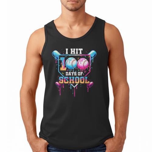 Baseball Ice Cream Drip I Hit 100 Days Of School Boys Kids Men Tank Top - Sportilla