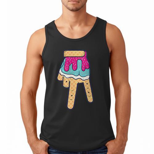 Baseball Ice Cream Drip Home Plate Glove Respect Drip 2 Side Men Tank Top - Sportilla