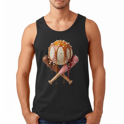 Baseball Ice Cream Drip Style Melting Ice Cream Youth Teen Men Tank Top - Sportilla