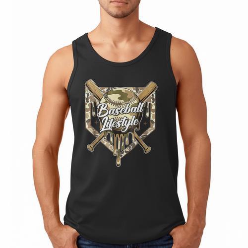 Baseball Life Lifestyle Home Plate Camo Ice Cream Drip Kids Men Tank Top - Sportilla