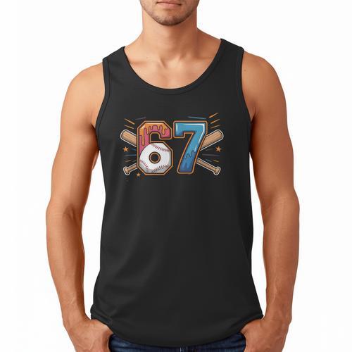 Baseball Lover Drip Number 67 Player 67th Birthday Meme Men Tank Top - Sportilla