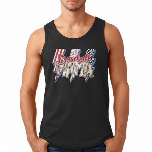Baseball Mama Lightning Bolt Checkered Varsity Mother's Day Men Tank Top - Sportilla