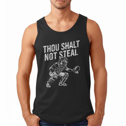 Baseball Player Catcher Thou Shalt Not Steal Coach Baseball Men Tank Top - Sportilla