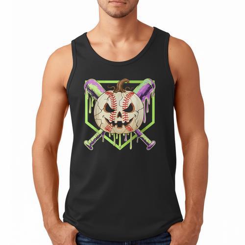 Baseball Pumpkin Halloween Baseball Drip Spooky Halloween Men Tank Top - Sportilla