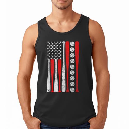 Baseball USA Flag Baseball Lover Baseball Dad Men Tank Top - Sportilla