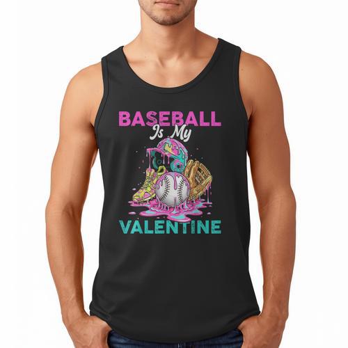 Baseball Is My Valentine Ice Cream Drip Crossed Bats Sport Men Tank Top - Sportilla