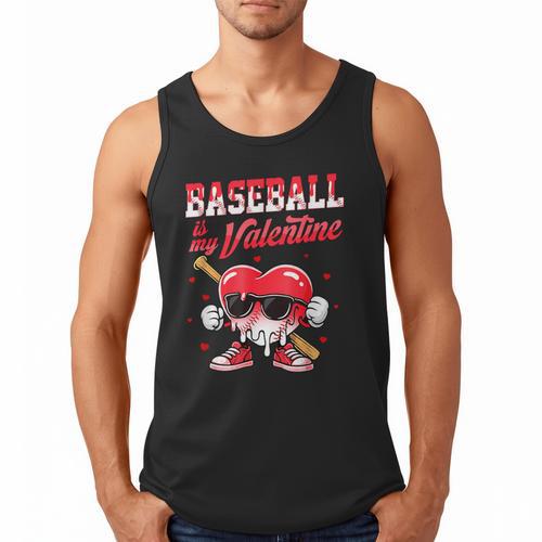 Baseball Is My Valentine Shirt Heart Drip Baseball Lovers Men Tank Top - Sportilla