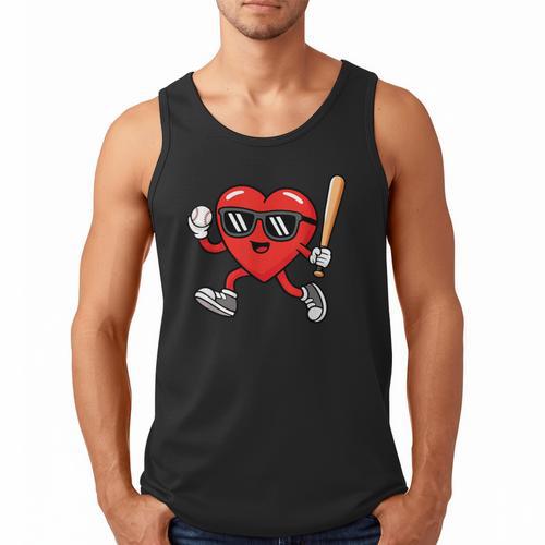 Baseball Valentines Day Heart Boys Sports Love Men Tank Top - Sportilla