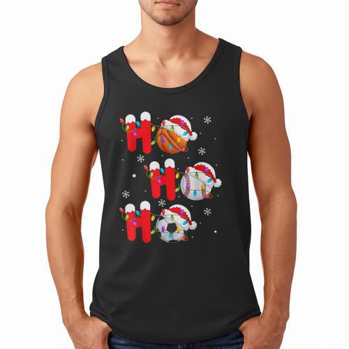 Basketball Baseball Soccer Christmas Ho Ho Ho Santa Xmas Men Tank Top - Sportilla