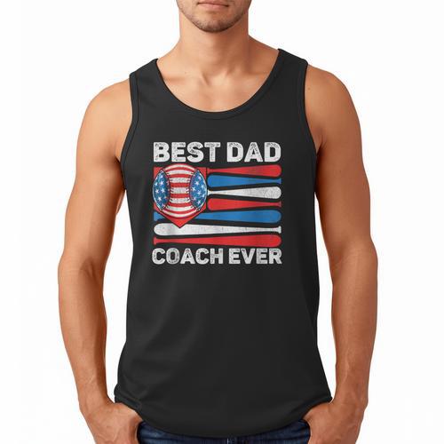 Best Dad Coach Ever Baseball Dad American Flag 4th Of July Men Tank Top - Sportilla