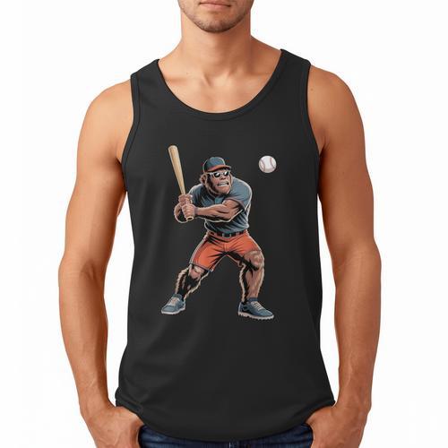 Bigfoot Playing Baseball Boys Kids Men Baseball Player Men Tank Top - Sportilla