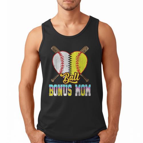 Bonus Mom Of Both Half Baseball Softball Ice Cream Drip Men Tank Top - Sportilla