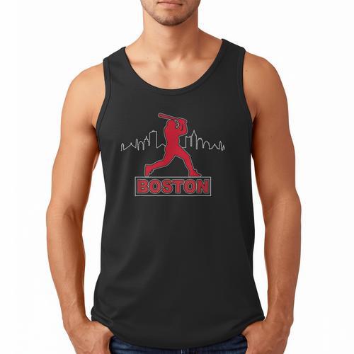 Boston Lovers Skyline Retro Baseball Heartbeat Men Women Men Tank Top - Sportilla