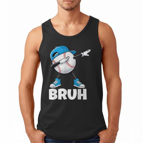 Boys Baseball Graphic Tee Teen Apparel Cute Meme Bruh Men Tank Top - Sportilla