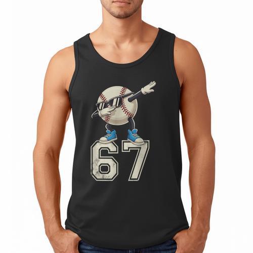 Boys Kids 67 Six Seven Sunglasses Dabbing Baseball Lover Men Tank Top - Sportilla