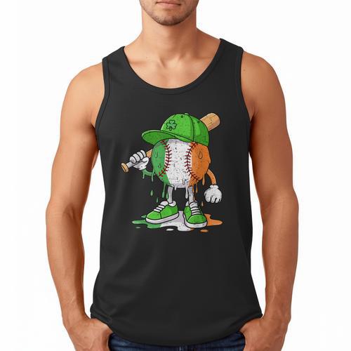 Boys St Patricks Day Irish Flag Kids Baseball Ice Cream Drip Men Tank Top - Sportilla