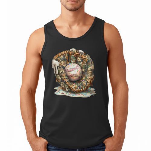 Camo Baseball Gloves Lifestyle 101 Apparel Drip Ice Cream Men Tank Top - Sportilla