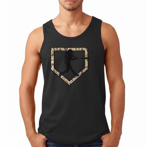 Camo Home Plate Camouflage Baseball Batter Youth Boys Men Tank Top - Sportilla