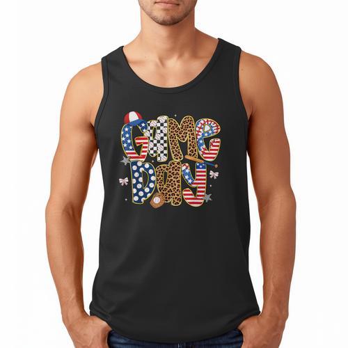 Checkered Leopard Game Day Baseball Men Women Kids Men Tank Top - Sportilla