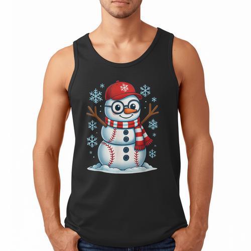 Christmas Baseball Snowman Xmas Pajamas Women Men Boys Men Tank Top - Sportilla