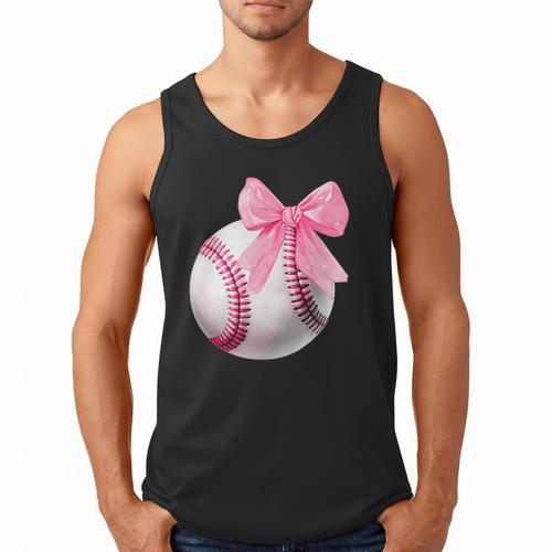 Cute Coquette Baseball Pink Bow Player & Fan Girls Men Tank Top - Sportilla