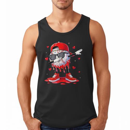 Dabbing Baseball Drip Ice Cream Youth Boy Valentines Day Men Tank Top - Sportilla