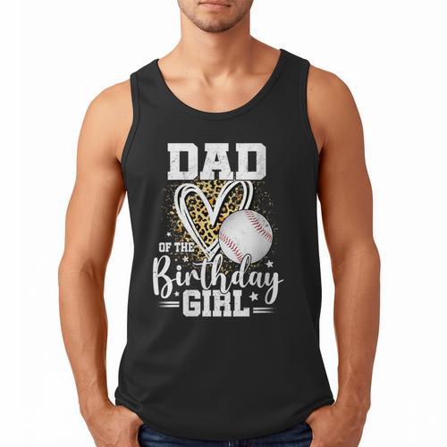 Dad Of The Birthday Girl Baseball Dad Leopard Heart Men Tank Top - Sportilla