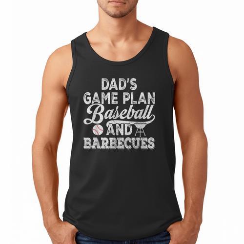 Dad's Game Plan Baseball & Barbecues Baseball Dad BBQ Gill Men Tank Top - Sportilla